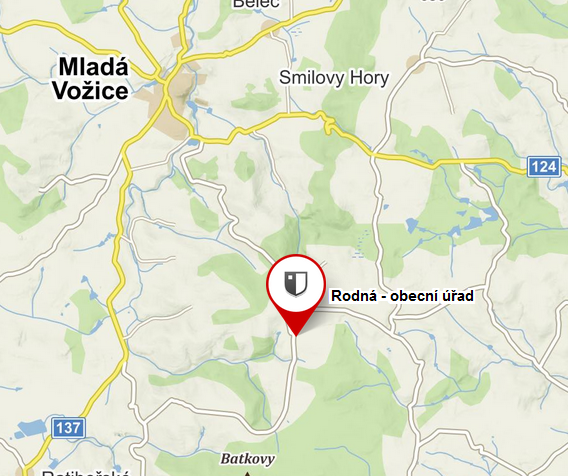 Náhledová mapa s polohou obce